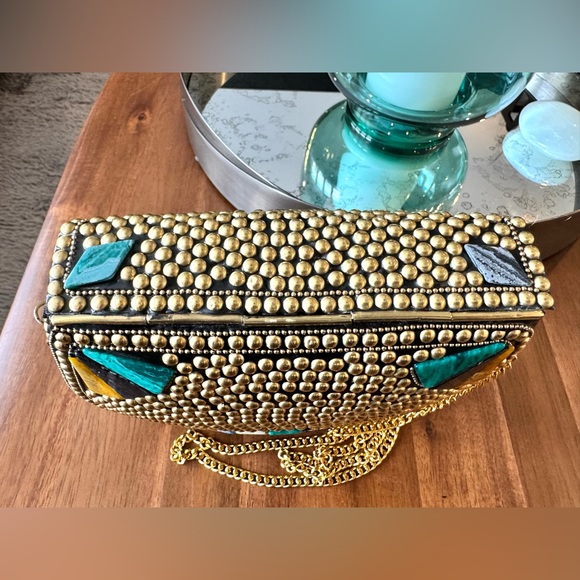 Artisan Nepal Studded Mosaic Colorful Hard Case Bag - Picture 6 of 8